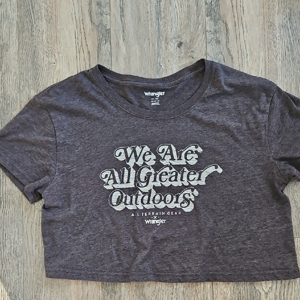 Wrangler Womens Crop Top Charcoal Graphic Tee